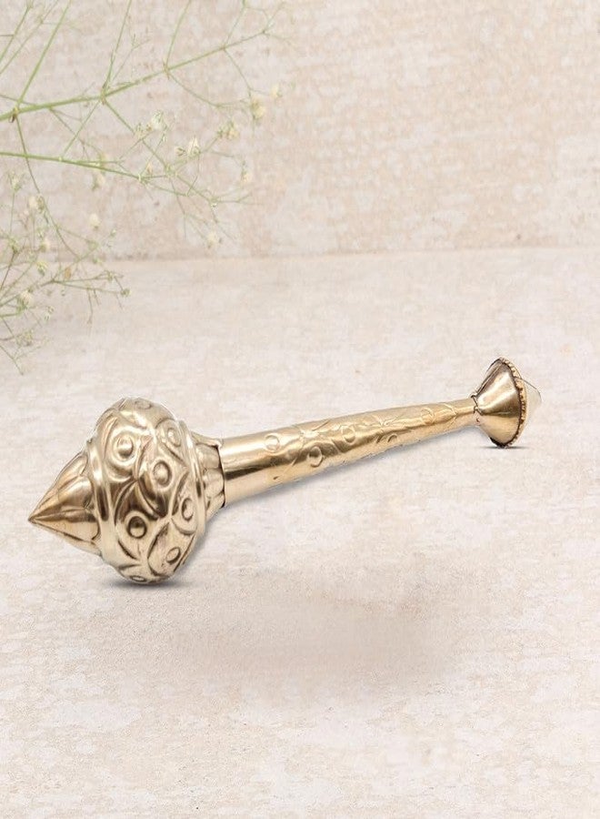 TORPPEZA Pure Brass Hanuman Ji Ki Gada Idol for Mandir/Temple | Jai Shree Ram Hanuman Ji Gada for Pooja, Positive Vibes (Size: 18.5cm | Weight: 45gm) - Image 1